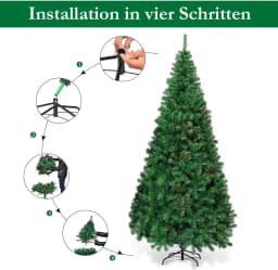 180cm Artificial Christmas Tree Fir Tree with Metal Stand, Christmas Tree PVC Needles Art Tree Green