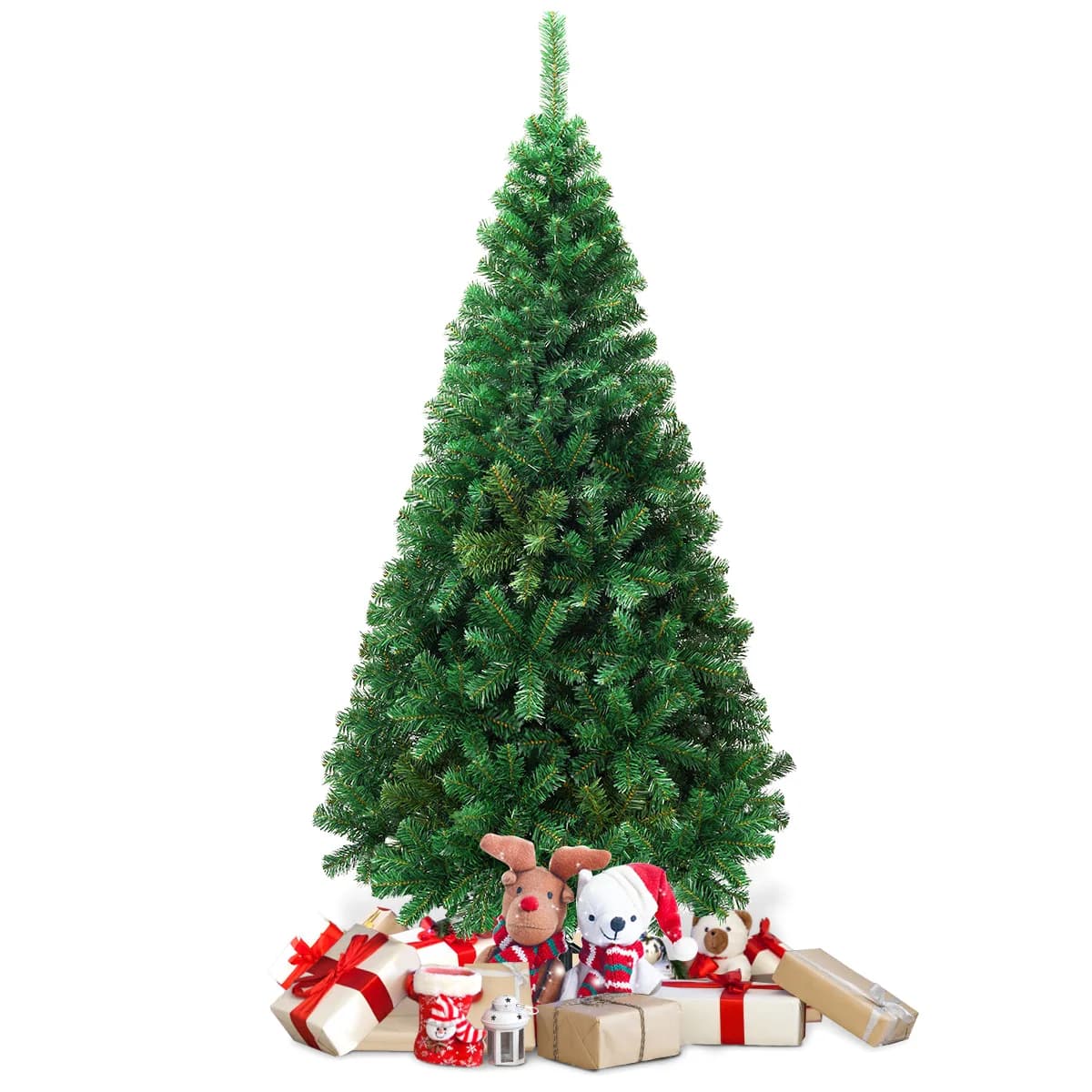 180cm Artificial Christmas Tree Fir Tree with Metal Stand, Christmas Tree PVC Needles Art Tree Green