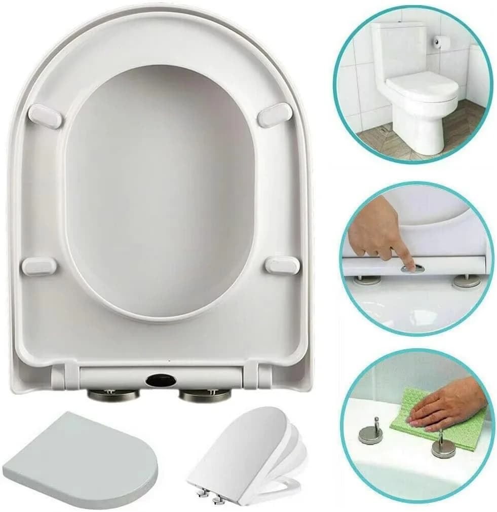 BRIEFNESS D-Type Toilet Cover with Soft-Close Mechanism clip-on toilet seat Antimicrobial Easy to CleanRemovable