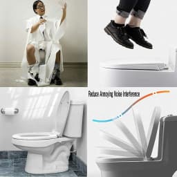 BRIEFNESS D-Type Toilet Cover with Soft-Close Mechanism clip-on toilet seat Antimicrobial Easy to CleanRemovable