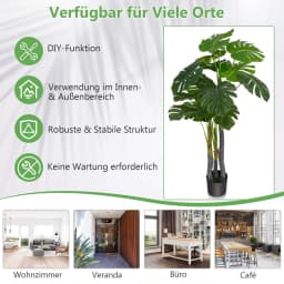 120cm Artificial Plants Monstera Deliciosa Art Tree Green 20 Leaves Plastic Pot Art plant Home