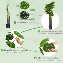 120cm Artificial Plants Monstera Deliciosa Art Tree Green 20 Leaves Plastic Pot Art plant Home