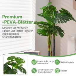 120cm Artificial Plants Monstera Deliciosa Art Tree Green 20 Leaves Plastic Pot Art plant Home