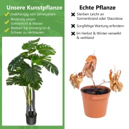 120cm Artificial Plants Monstera Deliciosa Art Tree Green 20 Leaves Plastic Pot Art plant Home