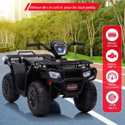 12V Electric ATV for Kids Push Vehicle with Safe Speed of 2.2mph Forward/Reverse Function LED Headlight Music and USB