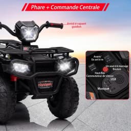 12V Electric ATV for Kids Push Vehicle with Safe Speed of 2.2mph Forward/Reverse Function LED Headlight Music and USB