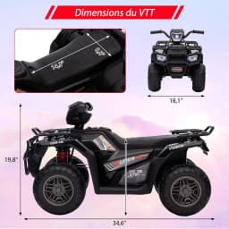 12V Electric ATV for Kids Push Vehicle with Safe Speed of 2.2mph Forward/Reverse Function LED Headlight Music and USB