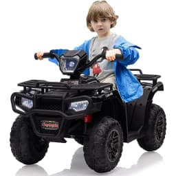 12V Electric ATV for Kids Push Vehicle with Safe Speed of 2.2mph Forward/Reverse Function LED Headlight Music and USB
