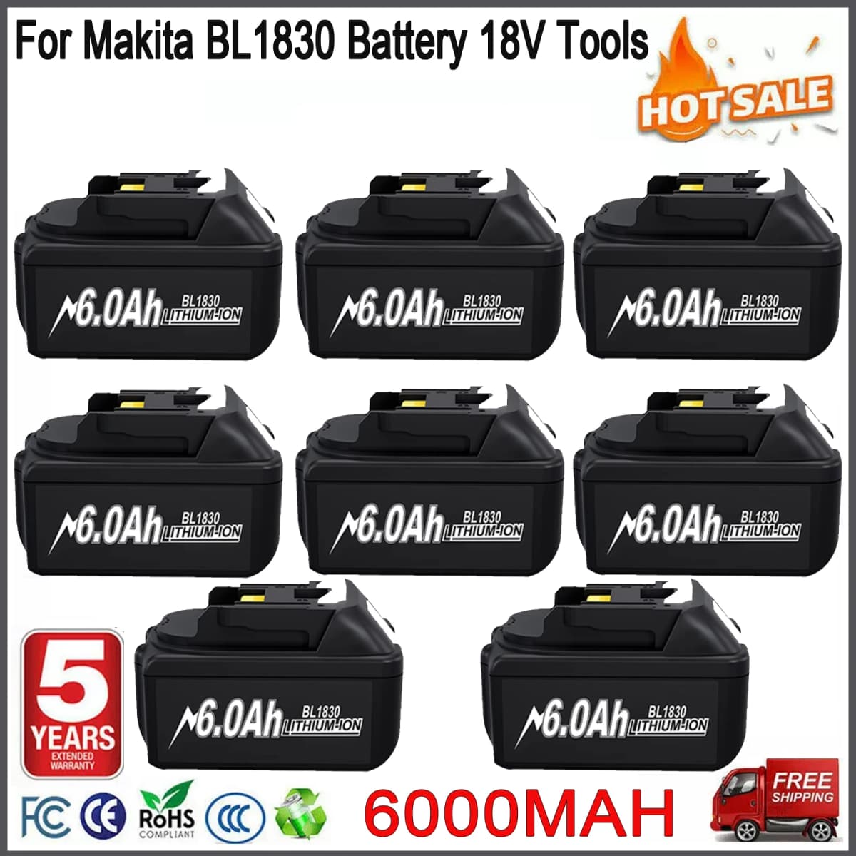10 PCS For Makita 18V Battery Tools 6ah/9ah Replacement For Makita BL1830 BL1860 BL1890 Power Tool For Makita LXT Battery