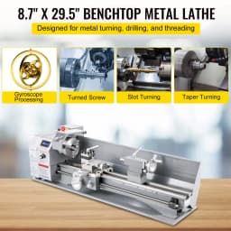 SucceBuy Mini Metal Lathe Machine 8.7x29.5 inch / 220x750MM 1100W Infinitely Variable Speed LED for Counter Face Turning Driling