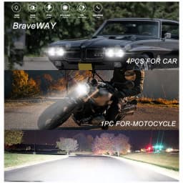 BraveWAY 5.75 inch LED Headlight for Motorcycle/Car/Truck 5-3/4" Round Motorbike Headlamp