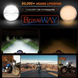 BraveWAY 5.75 inch LED Headlight for Motorcycle/Car/Truck 5-3/4" Round Motorbike Headlamp