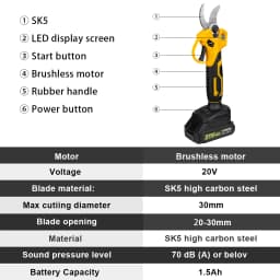 30mm Brushless Electric Pruning Shears 2 Gears Fruit Tree Bonsai Shrub Pruning Electric Scissors For Makita 18V Battery Pin