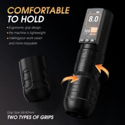 Ambition Soldier 270 Wireless Tattoo Machine 4.0mm+4.5mm Stroke Brushless Motor Pen Professional 2400mAh Battery Grip 34+42mm