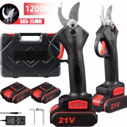 1200W 25mm Cordless Electric Pruner Pruning Shears Fruit Tree Bonsai Pruning Branches Cutter Handheld Power Tool With 2pcs 21V