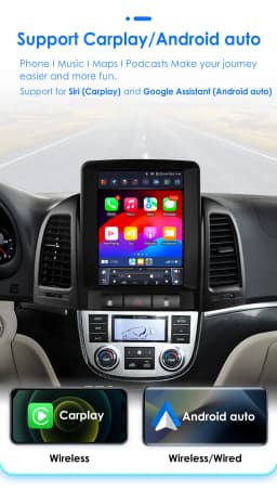 9.7inch 2DIN Android 13 Car Radio for Hyundai Santa Fe II CM 2006-2012 Multimedia Stereo VerticalScreen Carplay Panoramic Camera