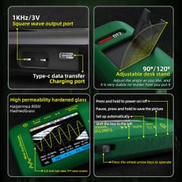 BSIDE OT2 Digital Portable Oscilloscope 10MHz 48MSa/s Sampling Rate Electronic Repair Tool Handheld Oscilloscope Pattern Tester