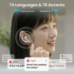 Wooask A8 ChatGPT Translation Earbuds: 4-in-1 Bi-Directional Instant Translator, 144 Online & 16 Offline Languages for Travel