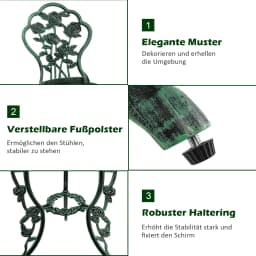 3-TLG. Garden furniture set, balcony set with 2 chairs and table, balcony furniture in cast aluminum and cast iron, patio furniture