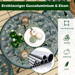 3-TLG. Garden furniture set, balcony set with 2 chairs and table, balcony furniture in cast aluminum and cast iron, patio furniture