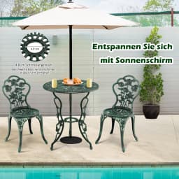 3-TLG. Garden furniture set, balcony set with 2 chairs and table, balcony furniture in cast aluminum and cast iron, patio furniture