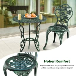 3-TLG. Garden furniture set, balcony set with 2 chairs and table, balcony furniture in cast aluminum and cast iron, patio furniture