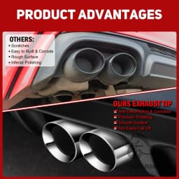 2.5" in 3.5'' out 9.5" Long Stainless Steel Bolt-On Slanted Cut Exhaust Tailpipe Tip Decoration Exhaust Tips Square End