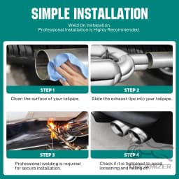 2.5" in 3.5'' out 9.5" Long Stainless Steel Bolt-On Slanted Cut Exhaust Tailpipe Tip Decoration Exhaust Tips Square End