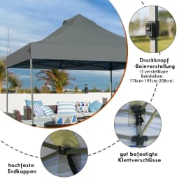 3x3m pavilion, folding Pavilion, waterproof, stable, winter resistant, UV protection 50 +, height adjustable garden pavilion, party tent with