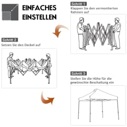 3x3m pavilion, folding Pavilion, waterproof, stable, winter resistant, UV protection 50 +, height adjustable garden pavilion, party tent with