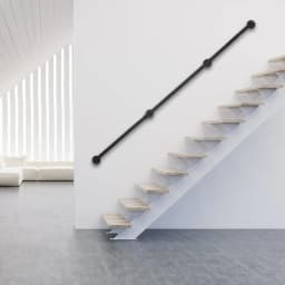 3-12FT Stair Handrail Wall Mount Metal Stair Railing Indoor And Outdoor Non-Slip Industrial Pipe Railing,Black,Round Corner