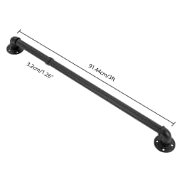 3-12FT Stair Handrail Wall Mount Metal Stair Railing Indoor And Outdoor Non-Slip Industrial Pipe Railing,Black,Round Corner