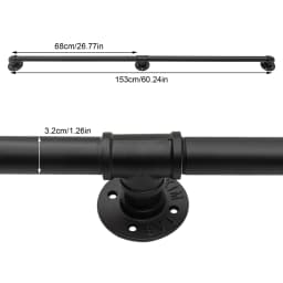 3-12FT Stair Handrail Wall Mount Metal Stair Railing Indoor And Outdoor Non-Slip Industrial Pipe Railing,Black,Round Corner