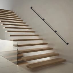 3-12FT Stair Handrail Wall Mount Metal Stair Railing Indoor And Outdoor Non-Slip Industrial Pipe Railing,Black,Round Corner
