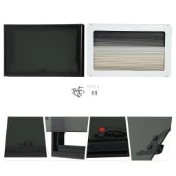 500x300mm RV Push Out Window with Rounded Corners and Straight Corners Tempered Glass RV Caravan Camper Windows With Screen