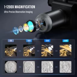 Digital Microscope, 7-inch Screen 12MP LCD Microscope 1200x 1080P Video Recording USB Microscope with 8 LED Lighting Soldering