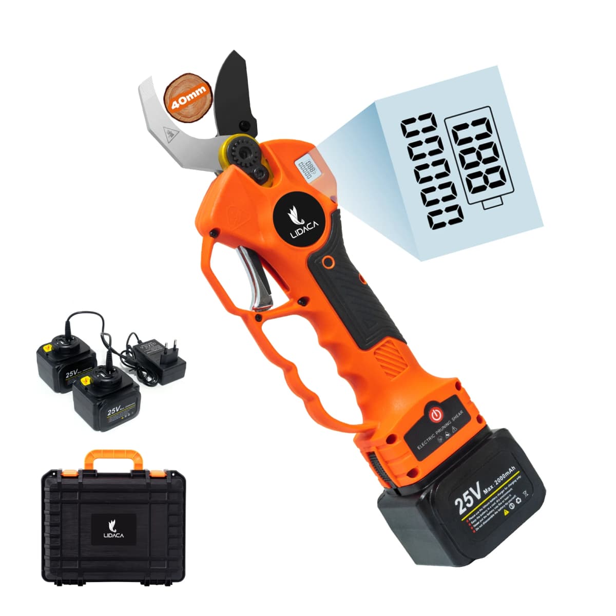 S840 40mm 25V Cordless Pruner Lithium-ion Pruning Shear Efficient Electric Scissors Bonsai Electric Tree Branches Garden Tools