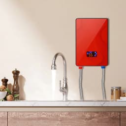 Electric Water Heater, Adjustable Temperature Range 86-131°F – Durable ABS Body, Red, 6500W, 220V, Water Heater