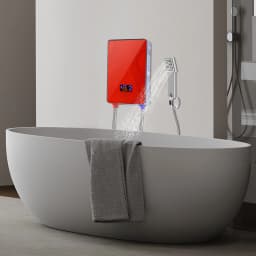 Electric Water Heater, Adjustable Temperature Range 86-131°F – Durable ABS Body, Red, 6500W, 220V, Water Heater