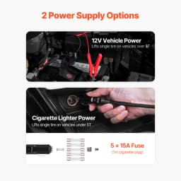 SucceBuy Electric Car Jack, 5T Electric Scissor Jack with Built-In Inflator 12V Tire Changer with LED Light for Sedan SUV Truck