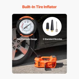 SucceBuy Electric Car Jack, 5T Electric Scissor Jack with Built-In Inflator 12V Tire Changer with LED Light for Sedan SUV Truck