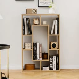 Freestanding bookcase with anti-tilt device for office, living room, bedroom, 60 x 20 x 90 cm, natural colour