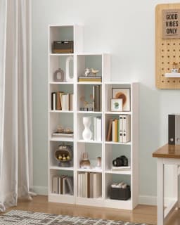 Bookcase, Cube Shelf, Modern Open Wooden Shelving Unit, Storage Shelves and Display Shelves for Living Room, White