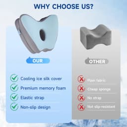 Knee Cushion for Side Sleepers, Memory Foam Leg Cushion Orthopaedic Knee Cushion with Strap, Breathable and Washable