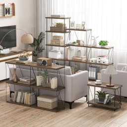 Open bookcase with open backrest, sturdy metal frame, industrial style, suitable for living room, office