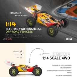 Wltoys 144010 Brushless Motor 1/14 2.4G 4WD 75km/h Brushless Motor High Speed Racing  RC Car Vehicle Models