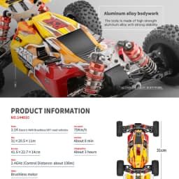 Wltoys 144010 Brushless Motor 1/14 2.4G 4WD 75km/h Brushless Motor High Speed Racing  RC Car Vehicle Models
