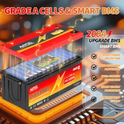 MOSEWORTH 24V 100Ah LiFePO4 Battery Pack Lithium Iron Phosphate Batteries Built-in Bluetooth BMS 8000+ Cycles For Solar Boat