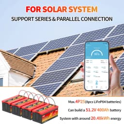 MOSEWORTH 24V 100Ah LiFePO4 Battery Pack Lithium Iron Phosphate Batteries Built-in Bluetooth BMS 8000+ Cycles For Solar Boat