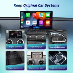 BONROAD Wireless CarPlay Android Auto Adapter Module MMI Box USB Video for Audi A3 8V 2013-2018 Bluetooth Navigation Mirror Link Reverse Camera Airplay Autolink